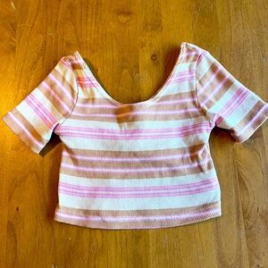 Roxy Pink and Tan Cropped Top